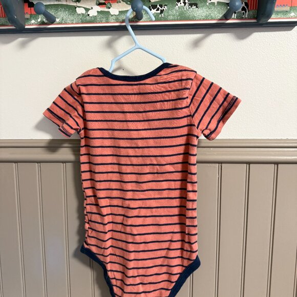 Carter's Short Sleeve Onesie | 24M | Orange and Blue Striped - Picture 2 of 2